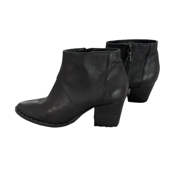 Freda Salvador Ankle Booties Black Calf Leather Block Heel Size 7 - Picture 5 of 9